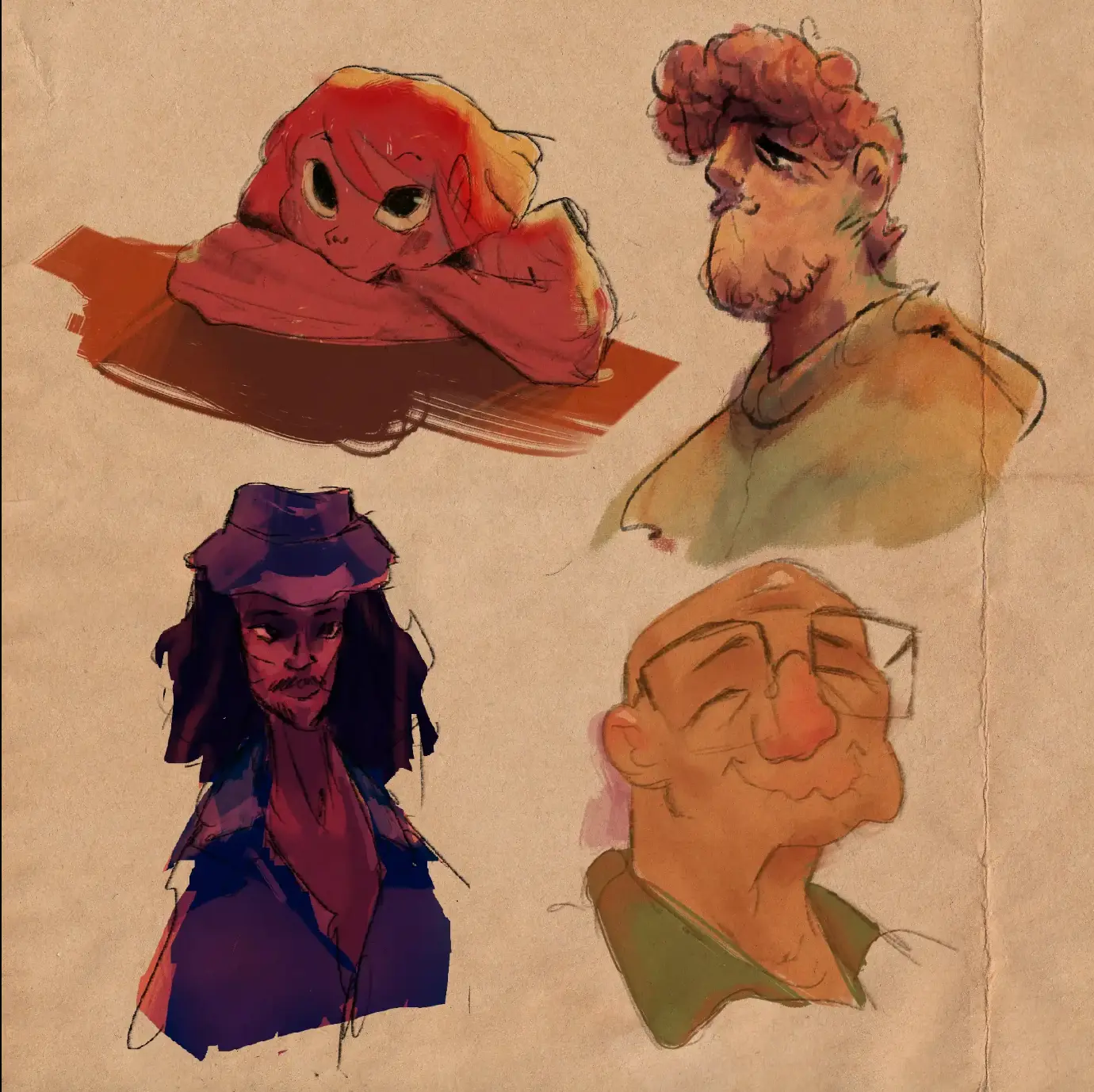 Character sketches for Lady & the Watches
